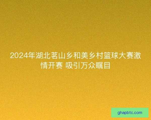 2024年湖北茗山乡和美乡村篮球大赛激情开赛 吸引万众瞩目